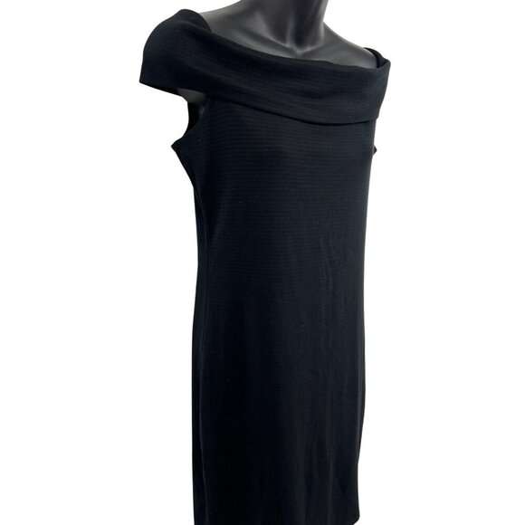 Abercrombie Fitch Black Dress Size Large Off Shoulder Bodycon Stripe Women New - Picture 2 of 9